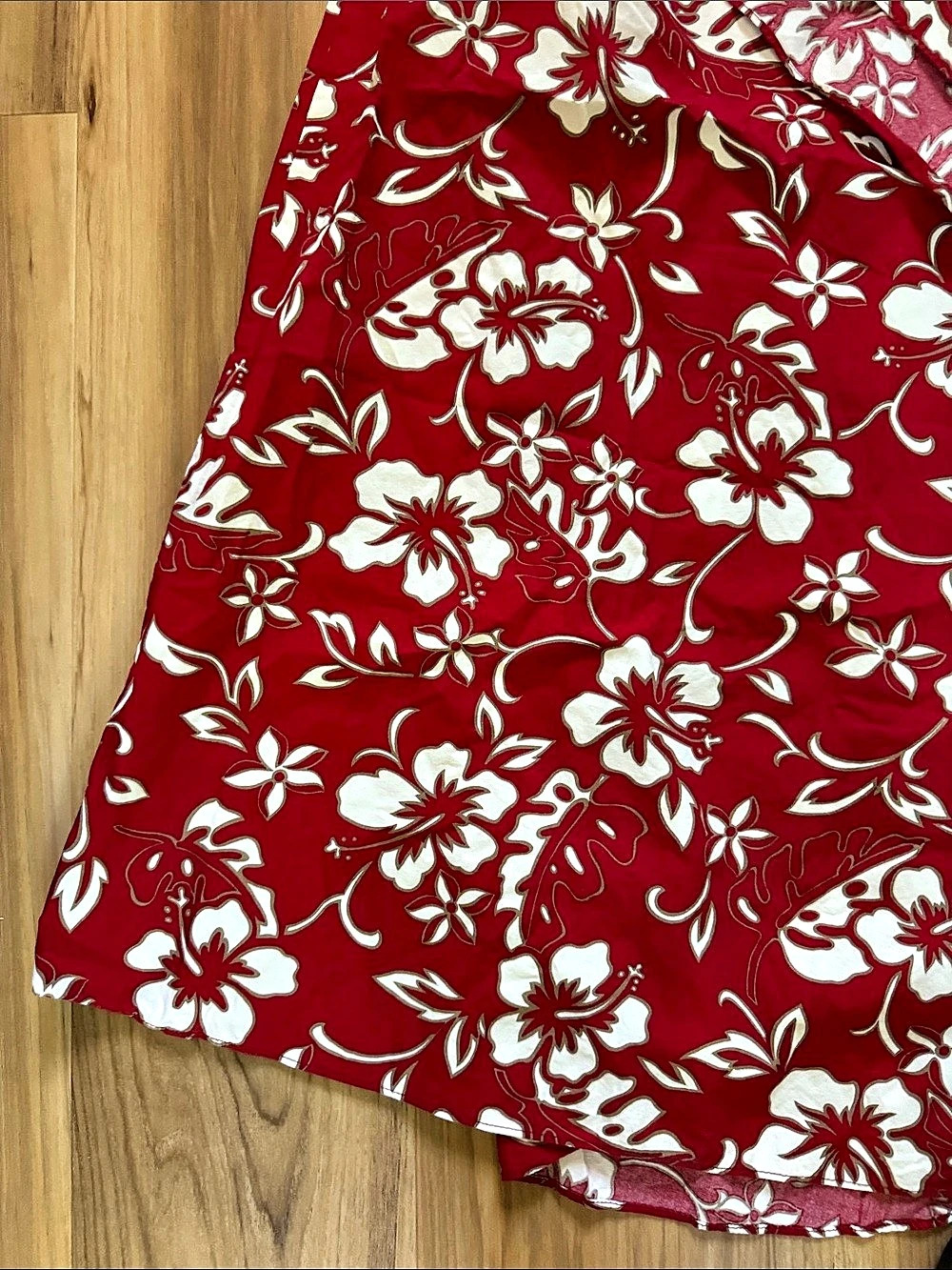 Hilo Hattie Vintage Floral A-Line Wrap Skirt Red & White - Picture 4 of 5